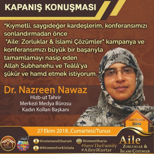 Kapanış Konuşması - Hizb-ut Tahrir Merkezi Medya Ofisi Kadın Kolları, “Aile: Zorluklar ve İslami Çözümler” Başlıklı Uluslararası Kadınlar Konferansı